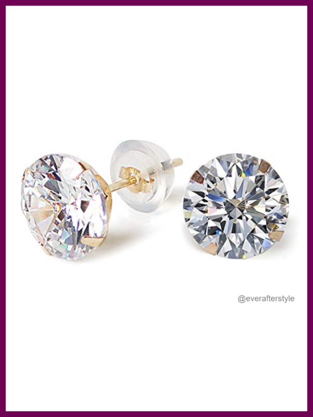 14k Solid Yellow Gold Cubic Zirconia Chunky Stud Earrings for Women